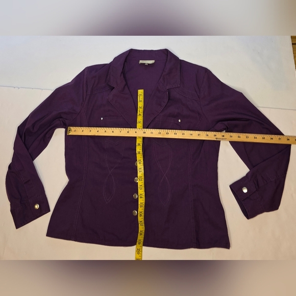 Bellissima Purple Cotton Fitted Jacket With Western Syle Stiching Size 12 - Picture 6 of 9